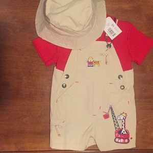 Starting Out Red Polo & Overalls - Size 12 Months